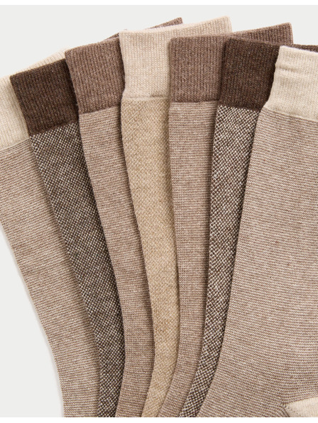 Marks & Spencer Sada siedmich párov pánskych ponožiek v hnedej farbe Marks & Spencer