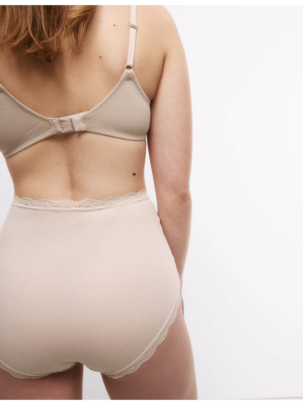 Marks & Spencer Bavlnené nohavičky s vysokým pásom, 3 ks Marks & Spencer béžová