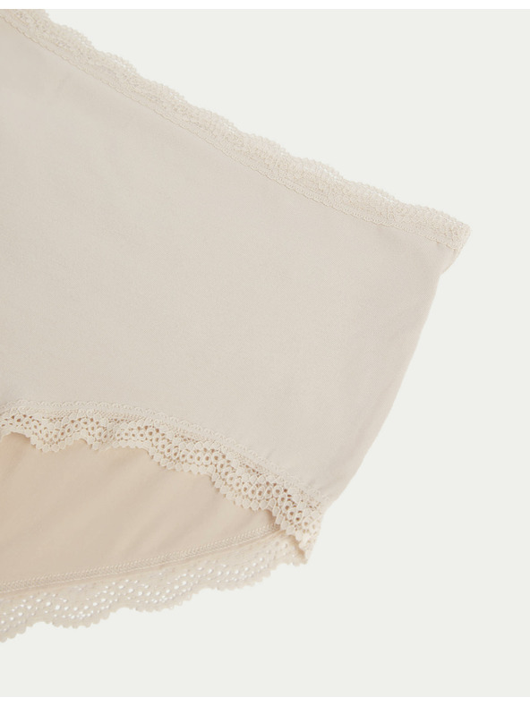 Marks & Spencer Bavlnené nohavičky s vysokým pásom, 3 ks Marks & Spencer béžová