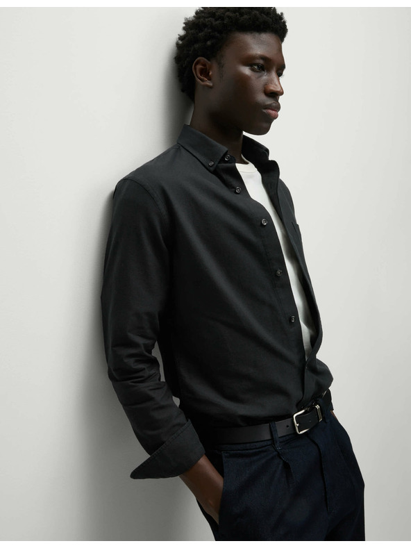 Marks & Spencer Oxfordská košeľa, slim fit strih, čistá bavlna Marks & Spencer čierna