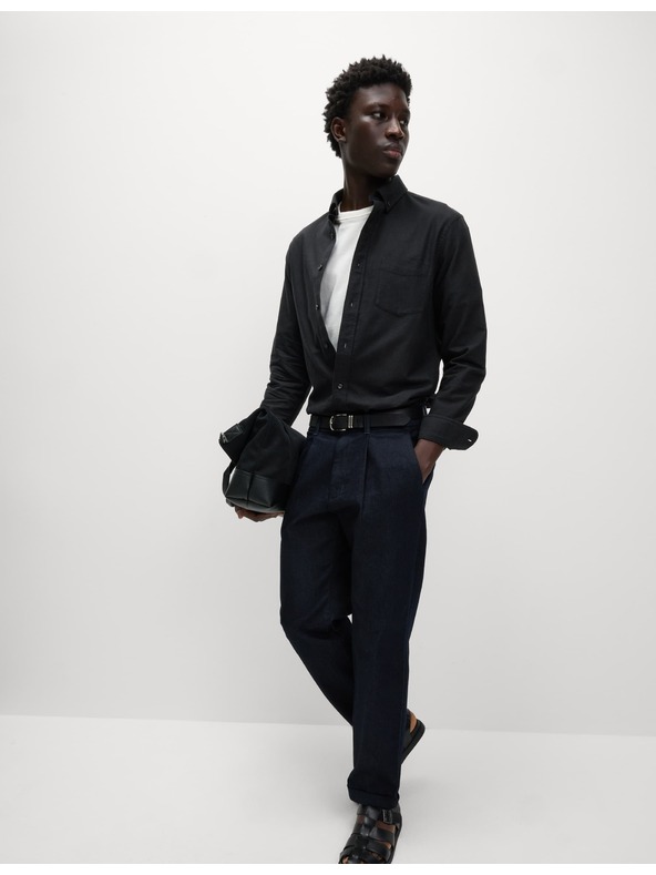 Marks & Spencer Oxfordská košeľa, slim fit strih, čistá bavlna Marks & Spencer čierna