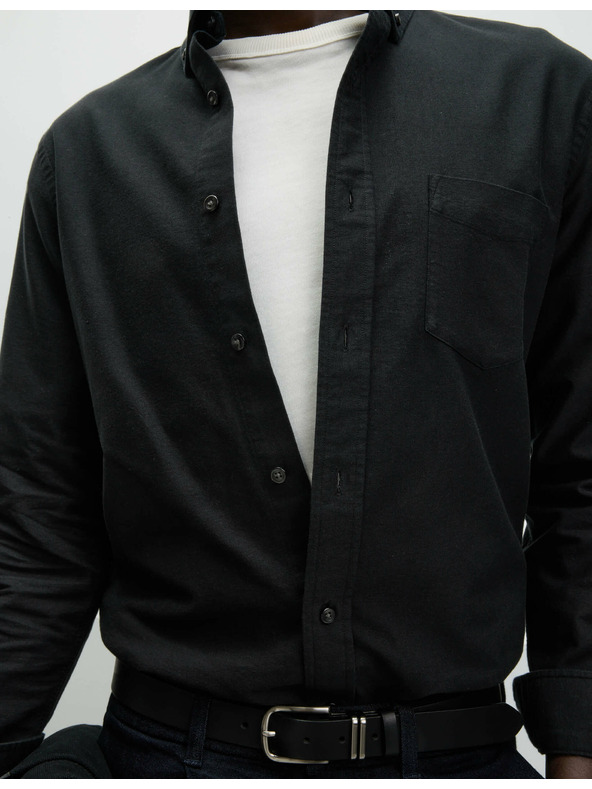 Marks & Spencer Oxfordská košeľa, slim fit strih, čistá bavlna Marks & Spencer čierna