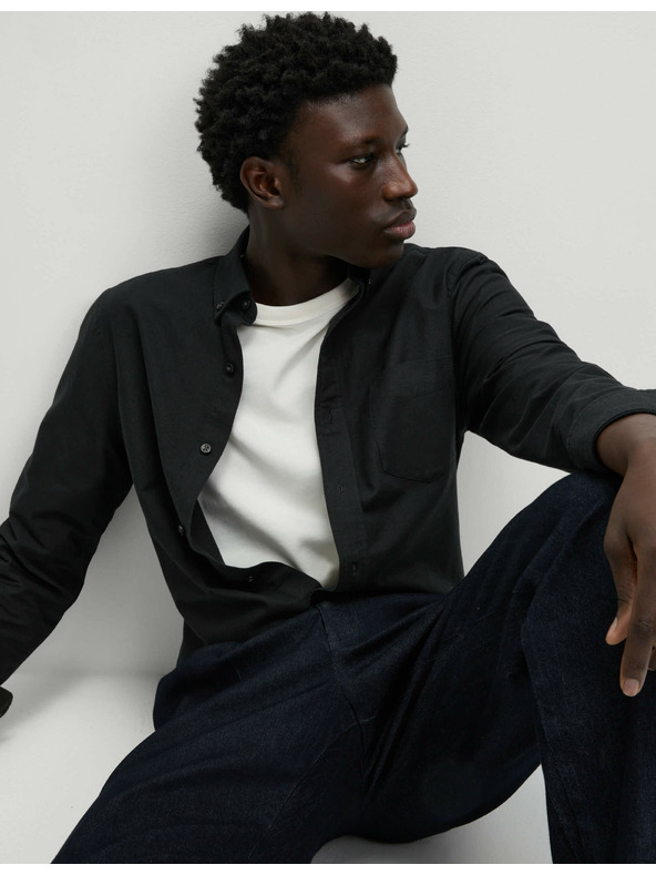 Marks & Spencer Oxfordská košeľa, slim fit strih, čistá bavlna Marks & Spencer čierna