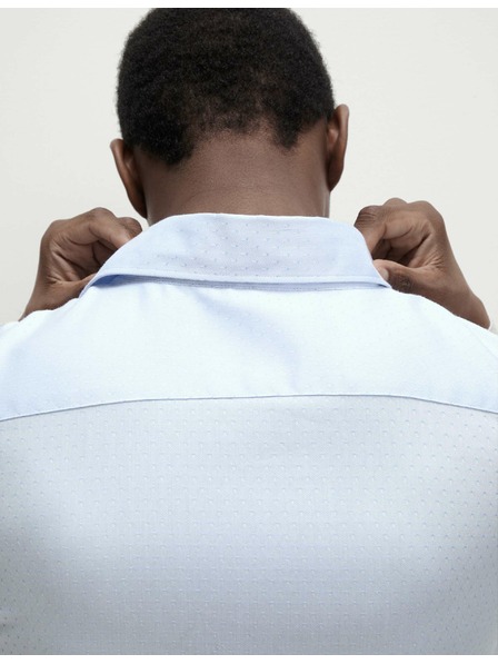 Marks & Spencer Košeľa z čistej bavlny regular fit s malými bodkami Marks & Spencer modrá