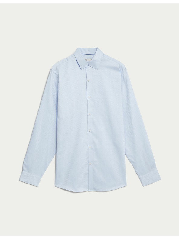 Marks & Spencer Košeľa z čistej bavlny regular fit s malými bodkami Marks & Spencer modrá