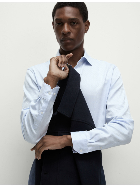 Marks & Spencer Košeľa z čistej bavlny regular fit s malými bodkami Marks & Spencer modrá