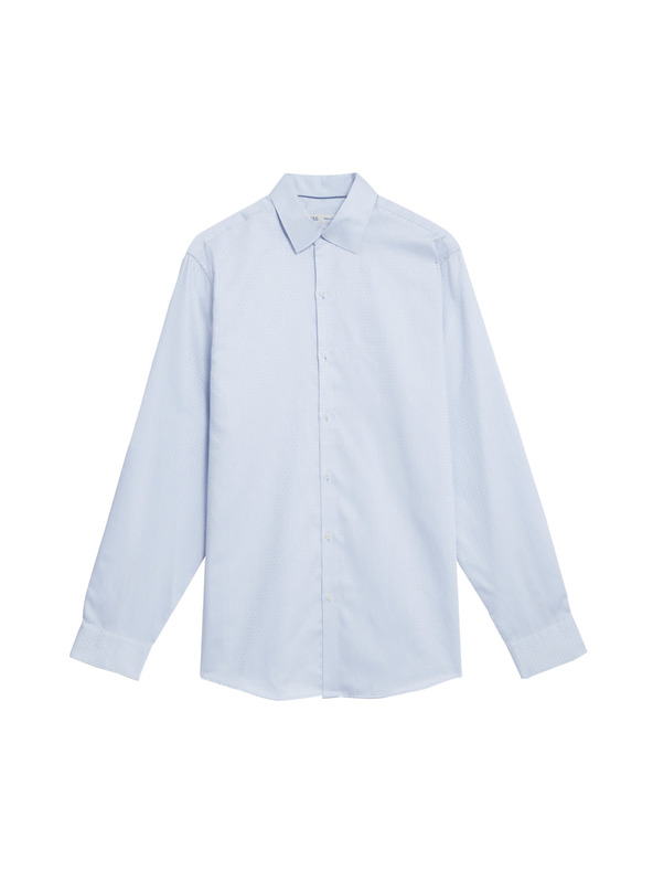 Marks & Spencer Košeľa z čistej bavlny regular fit s malými bodkami Marks & Spencer modrá