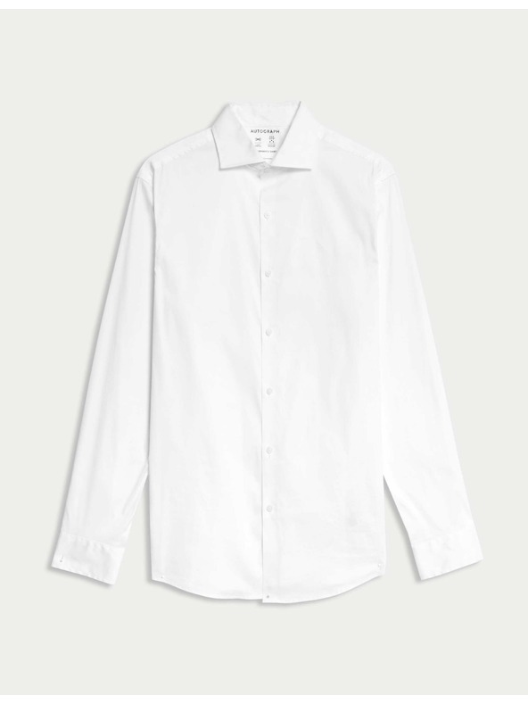 Marks & Spencer Biele elastické bavlnené tričko s vysokým pásom Marks & Spencer s nežehlivou úpravou