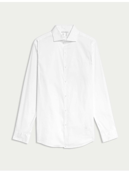 Marks & Spencer Biele elastické bavlnené tričko s vysokým pásom Marks & Spencer s nežehlivou úpravou