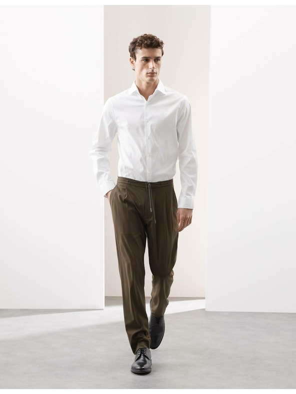 Marks & Spencer Biele elastické bavlnené tričko s vysokým pásom Marks & Spencer s nežehlivou úpravou