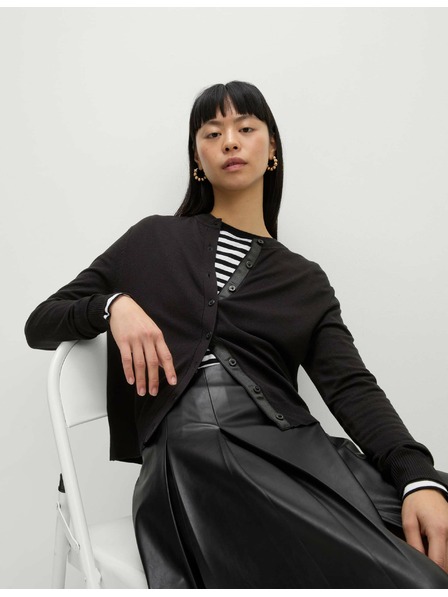 Marks & Spencer Marks & Spencer kardigán s okrúhlym výstrihom a gombíkmi vpredu čierny