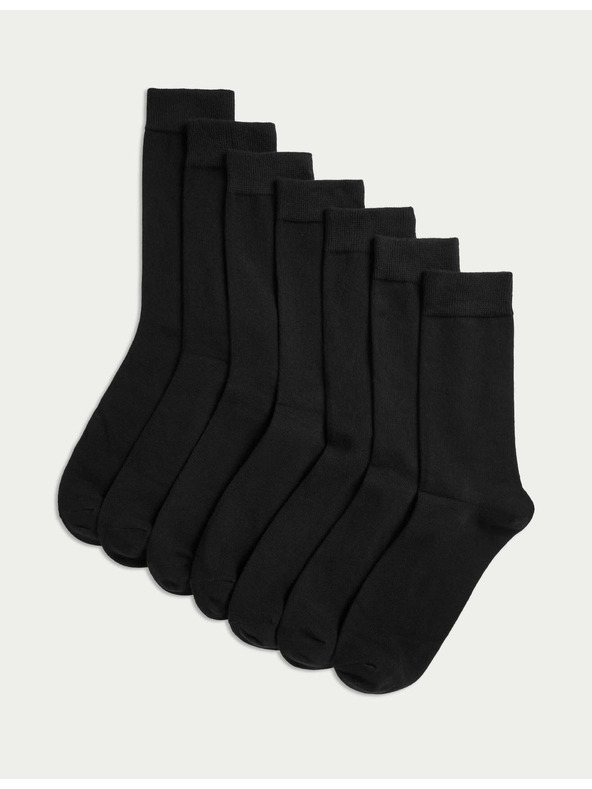 Marks & Spencer Súprava siedmich pánskych ponožiek v čiernej farbe Marks & Spencer