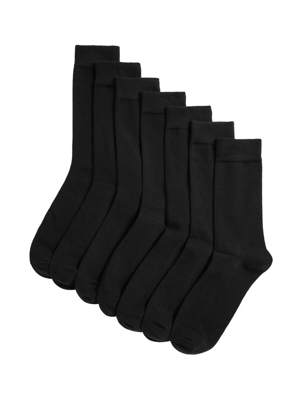 Marks & Spencer Súprava siedmich pánskych ponožiek v čiernej farbe Marks & Spencer