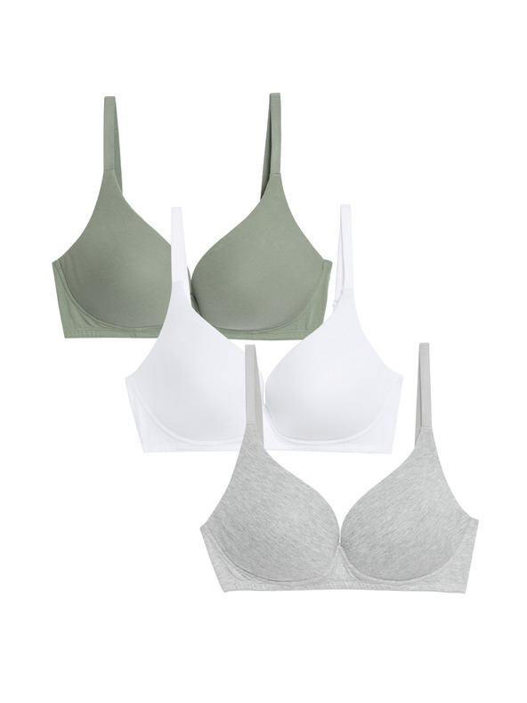 Marks & Spencer Hladká podprsenka s výstužou, veľkosť 4, veľkosť 5, s kosticami. A-E, 3 balenia Marks & Spencer zelená