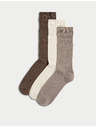 Marks & Spencer 3 páry ponožiek s jemným lemom Marks & Spencer hnedá