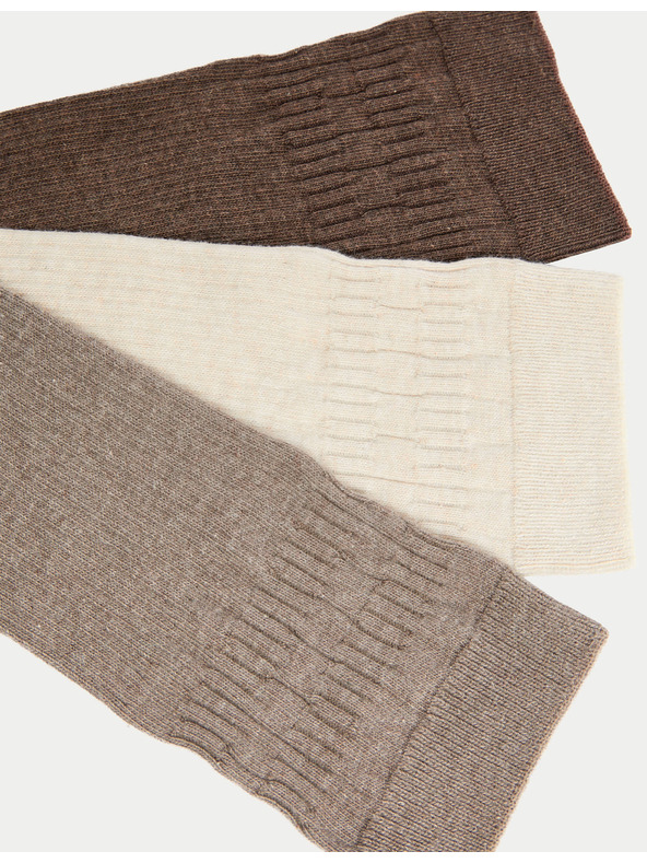 Marks & Spencer 3 páry ponožiek s jemným lemom Marks & Spencer hnedá