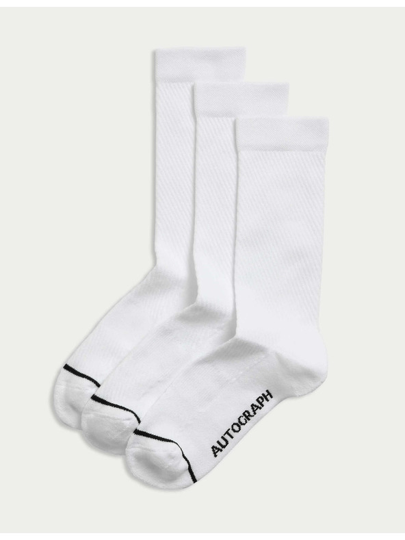 Marks & Spencer Športové ponožky zo zmesi bavlny Supima®, 3 ks Marks & Spencer biela