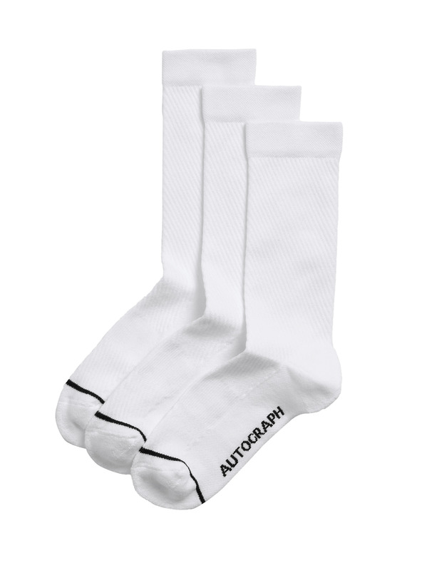 Marks & Spencer Športové ponožky zo zmesi bavlny Supima®, 3 ks Marks & Spencer biela