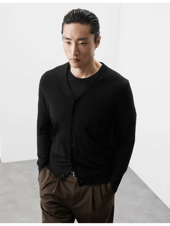 Marks & Spencer Kardigán s výstrihom do V z vlny merino Marks & Spencer čierna