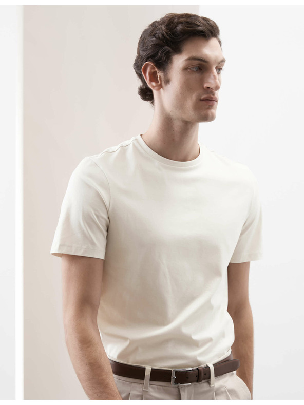 Marks & Spencer Tričko z prémiovej bavlny, úzky strih Marks & Spencer smotanová