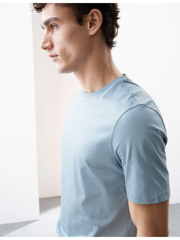 Marks & Spencer Tričko z prémiovej bavlny, úzky strih Marks & Spencer modrá