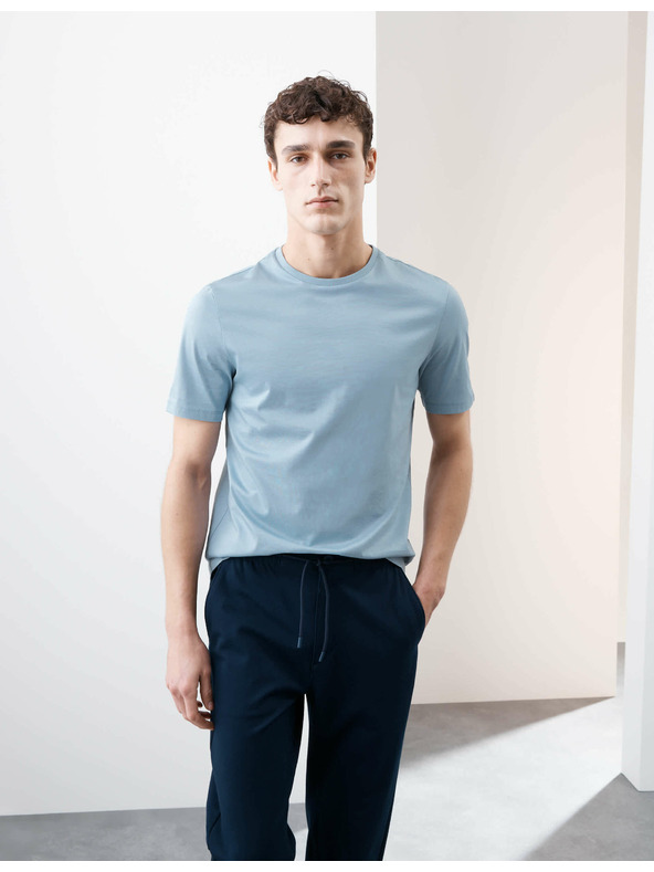 Marks & Spencer Tričko z prémiovej bavlny, úzky strih Marks & Spencer modrá