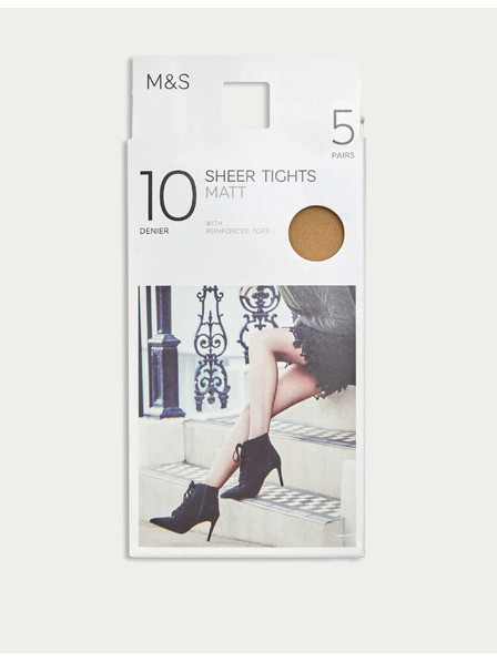Marks & Spencer Dámske pančuchové nohavice 10 DEN, 5 párov v balení Marks & Spencer béžová farba
