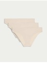 Marks & Spencer Neviditeľné brazílske nohavičky bez viditeľných lemov, 3 ks v balení Marks & Spencer béžová