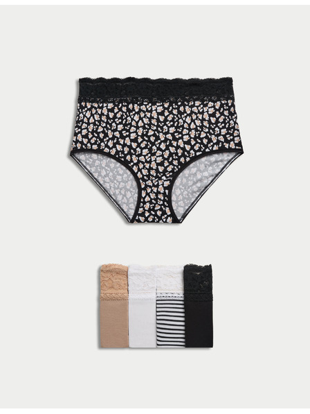 Marks & Spencer Nohavičky do pása s potlačou a vysokým podielom bavlny, 5 ks Marks & Spencer biela