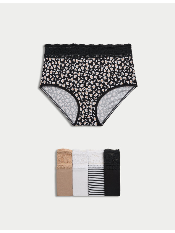 Marks & Spencer Nohavičky do pása s potlačou a vysokým podielom bavlny, 5 ks Marks & Spencer biela