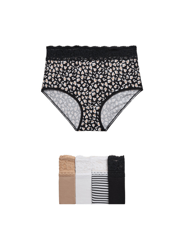 Marks & Spencer Nohavičky do pása s potlačou a vysokým podielom bavlny, 5 ks Marks & Spencer biela