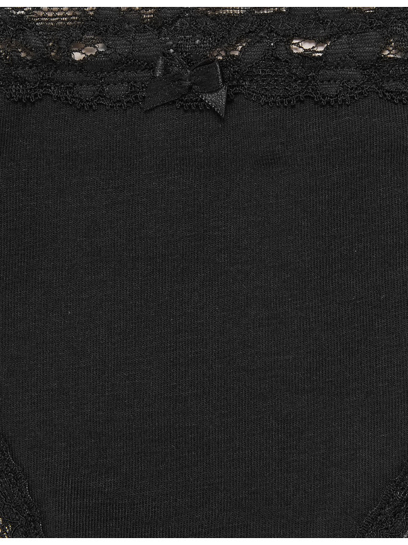 Marks & Spencer Bavlnené nohavičky s čipkou sada 3 ks Marks & Spencer čierna