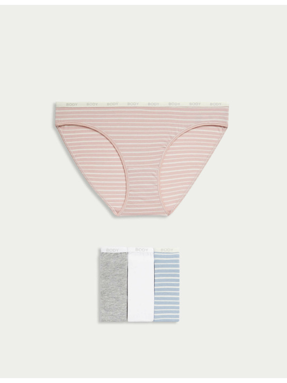 Marks & Spencer Bikiny nohavičky s vysokým podielom bavlny, sada 4 ks Marks & Spencer modrá