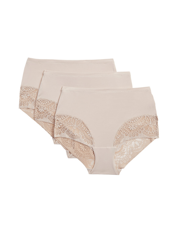 Marks & Spencer Nohavičky v páse Body Soft™, sada 3 ks Marks & Spencer béžová