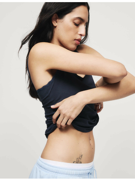 Marks & Spencer Tielko s čipkovaným lemom a vysokým podielom bavlny, 3 ks Marks & Spencer námorná modrá