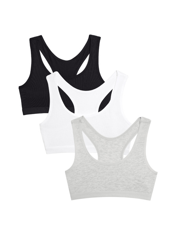 Marks & Spencer Bavlnené topy s vysokým strihom, 3 ks (6-16 rokov) Marks & Spencer sivá