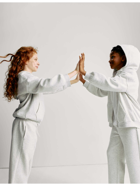 Marks & Spencer Mikina s kapucňou, zapínaním na zips a vysokým podielom bavlny (6–16 rokov) Marks & Spencer šedá