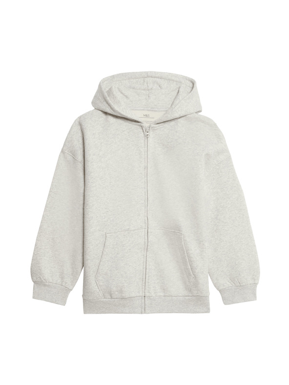 Marks & Spencer Mikina s kapucňou, zapínaním na zips a vysokým podielom bavlny (6–16 rokov) Marks & Spencer šedá