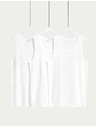 Marks & Spencer Klasické tielka z čistej bavlny bez rukávov, so sieťovinou, 3 ks Marks & Spencer biela