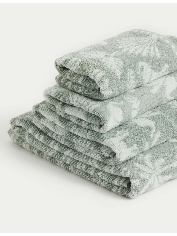 Marks & Spencer Uterák z čistej bavlny s motívom slona a paliem Marks & Spencer zelená