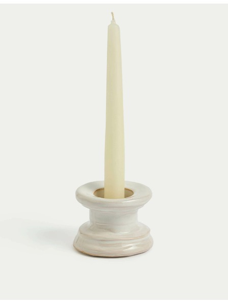 Marks & Spencer Keramický stojan na sviečku a čajovú sviečku Marks & Spencer biela