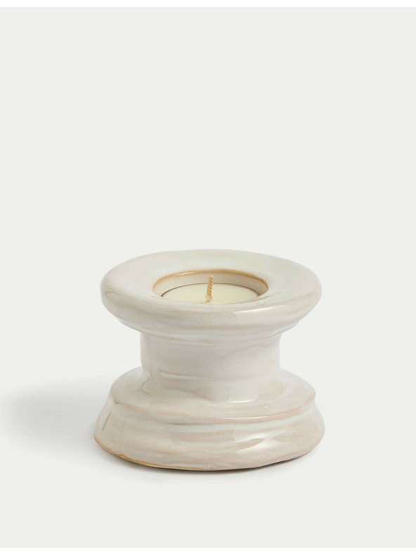 Marks & Spencer Keramický stojan na sviečku a čajovú sviečku Marks & Spencer biela