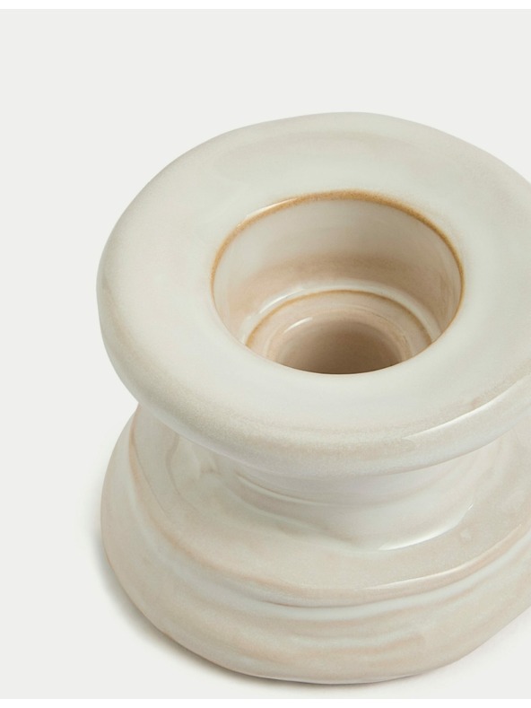 Marks & Spencer Keramický stojan na sviečku a čajovú sviečku Marks & Spencer biela