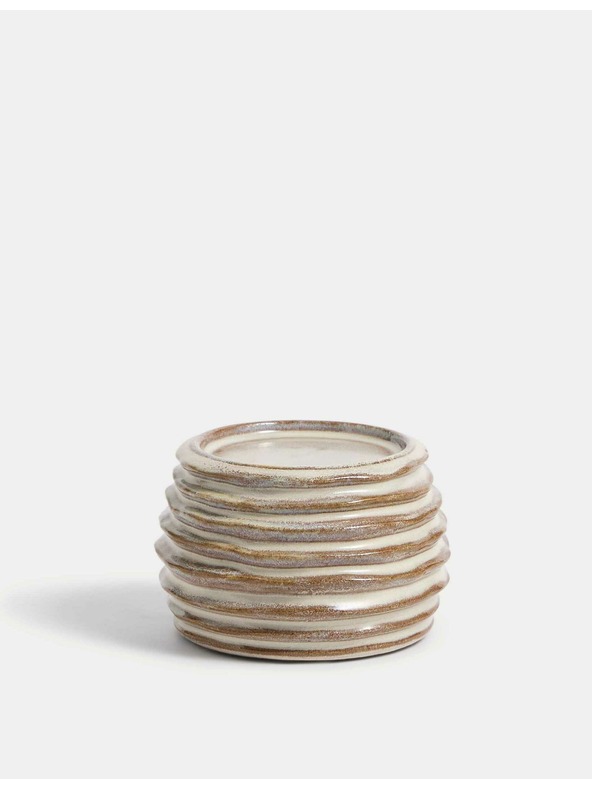 Marks & Spencer Rebrovaný keramický svietnik Marks & Spencer smotanová