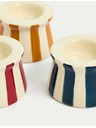 Marks & Spencer Sada 3 pruhovaných keramických držiakov čajovej sviečky Marks & Spencer viacfarebná