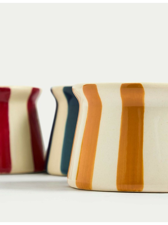 Marks & Spencer Sada 3 pruhovaných keramických držiakov čajovej sviečky Marks & Spencer viacfarebná