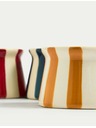 Marks & Spencer Sada 3 pruhovaných keramických držiakov čajovej sviečky Marks & Spencer viacfarebná
