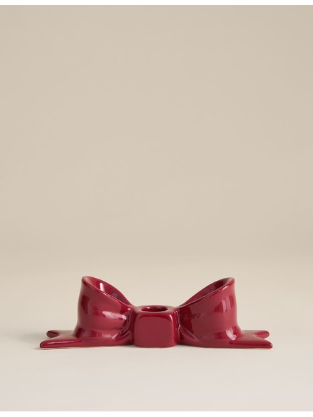 Marks & Spencer Keramický slávnostný svietnik na stôl s dekoráciou v tvare mašle Marks & Spencer červená