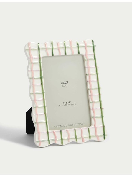 Marks & Spencer Keramický fotorámček Wiggle Check, 4 x 6 palcov Marks & Spencer viacfarebná