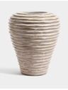 Marks & Spencer Stredne veľká keramická váza s lineárnym rebrovaním Marks & Spencer smotanová